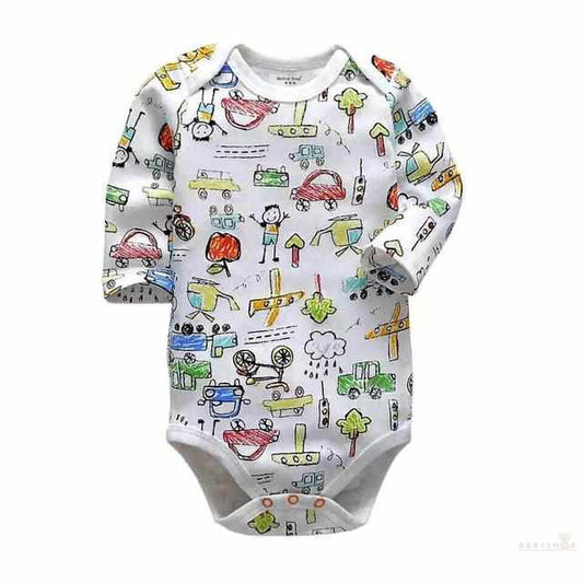 Long Sleeve Baby Bodysuit - Busy City-Bodysuits-Babyshok