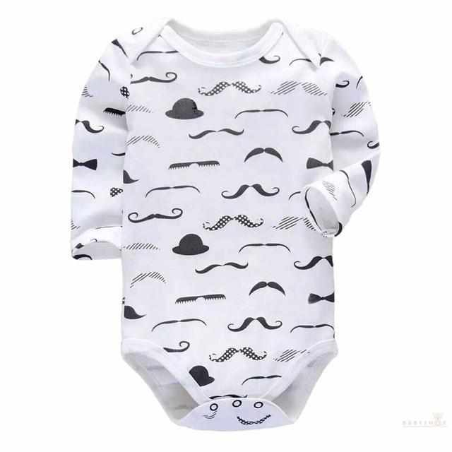 Long Sleeve Baby Bodysuit - Mustache-Bodysuits-Babyshok
