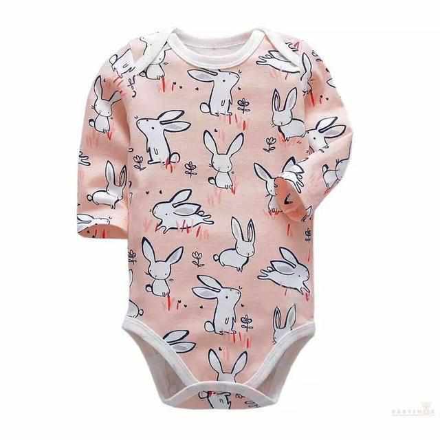 Long Sleeve Baby Bodysuit - Orange Rabbit-Bodysuits-Babyshok
