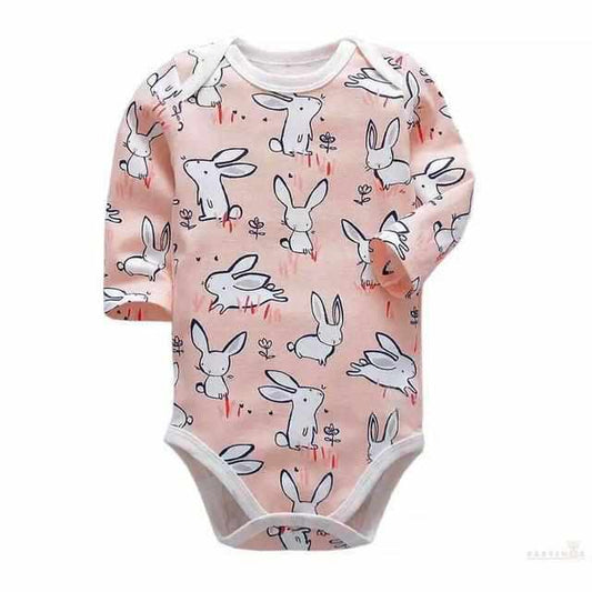 Long Sleeve Baby Bodysuit - Orange Rabbit-Bodysuits-Babyshok