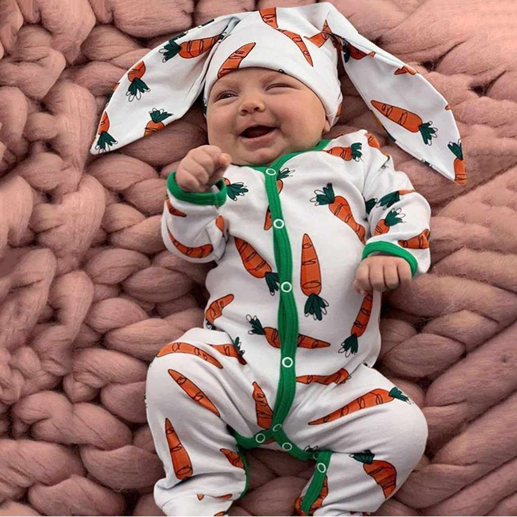 Funny Carrot Baby Romper with Hat
