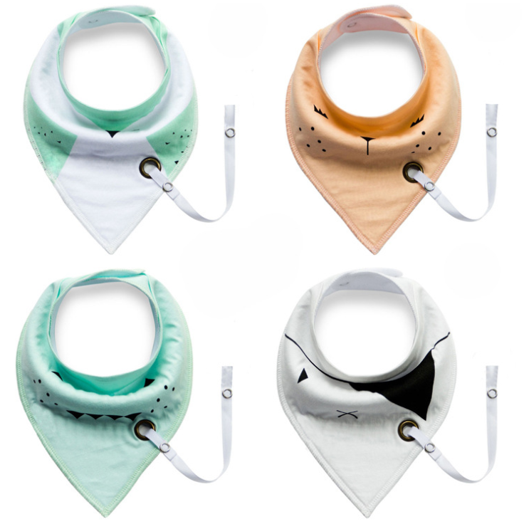 Triangle Baby Bib with Detachable Pacifier String-Bibs & Burp Cloths-Babyshok