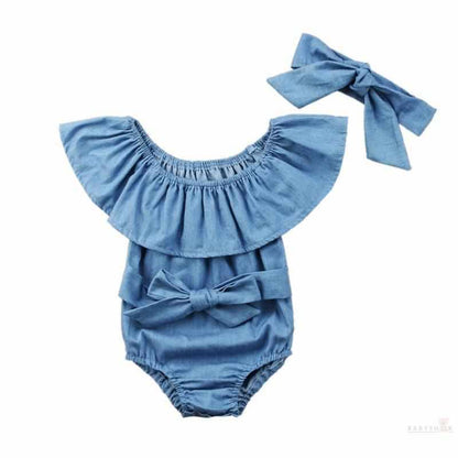 Baby Girl Sleeveless Jumpsuit Set With Headband-Rompers-Babyshok