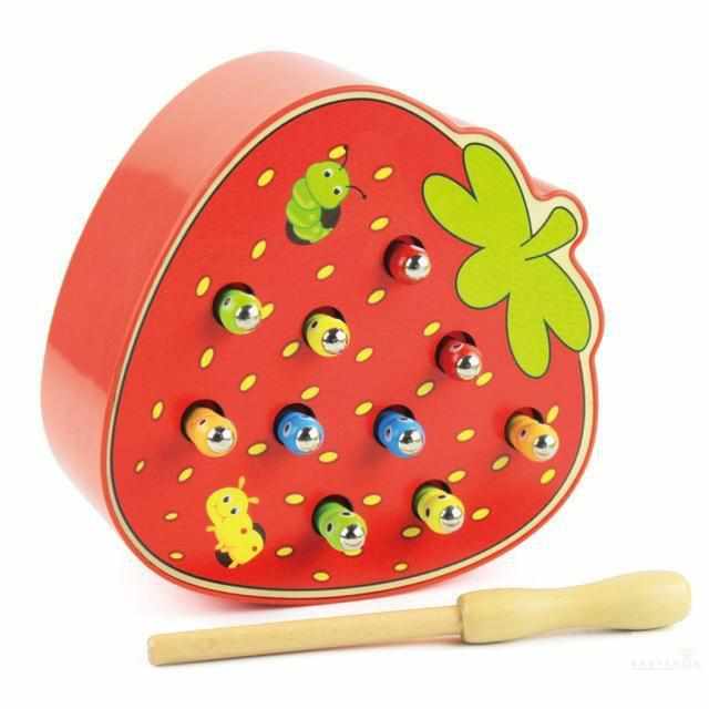 Catch the Worm Fruit Shape Wooden Toy-Puzzles-Babyshok