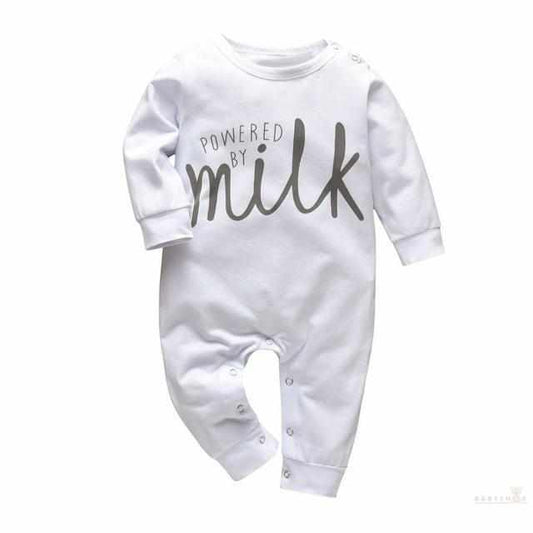 Funny Infant Baby Bodysuit - Powered by Milk-Rompers-Babyshok