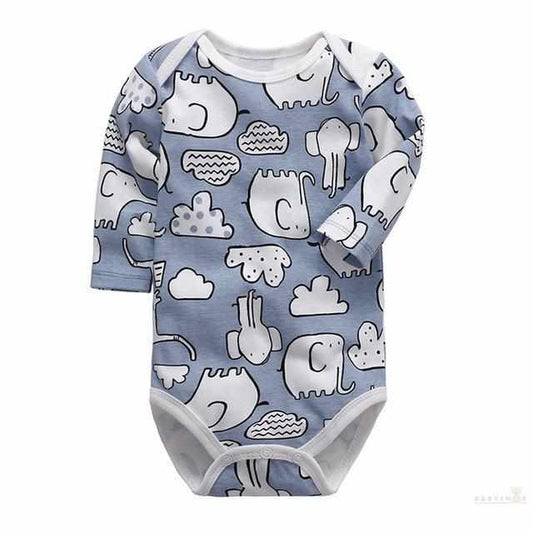 Long Sleeve Baby Bodysuit - Elephant-Bodysuits-Babyshok