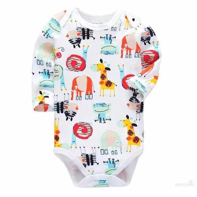 Long Sleeve Baby Bodysuit - Funny Animals-Bodysuits-Babyshok