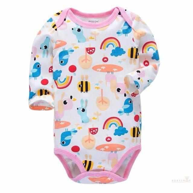 Long Sleeve Baby Bodysuit - Rainbow Animals-Bodysuits-Babyshok